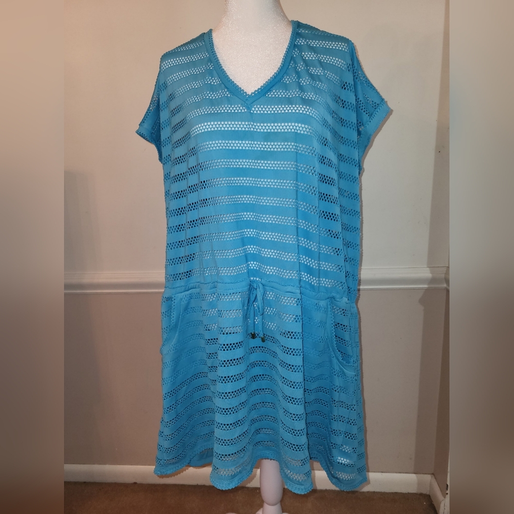 Calvin Klein Blue Kimono Sleeve Swim Coverup